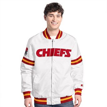 Men's Starter White Kansas City Chiefs Scout Full-Snap Varsity Jacket