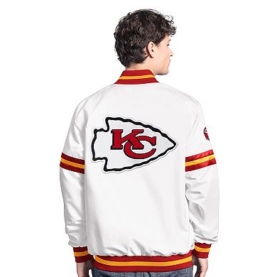 Men's Starter White Kansas City Chiefs Scout Full-Snap Varsity Jacket