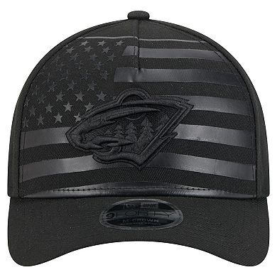 Men's New Era Black Minnesota Wild Game Day Stealth Flag 9FORTY A-Frame Adjustable Hat