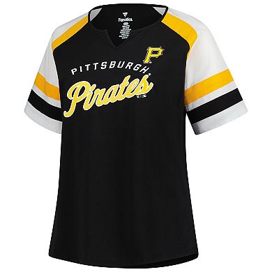 Women's Profile Black Pittsburgh Pirates Plus Sized Arched Notch Neck T-Shirt