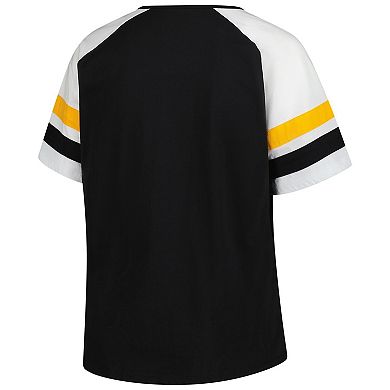 Women's Profile Black Pittsburgh Pirates Plus Sized Arched Notch Neck T-Shirt