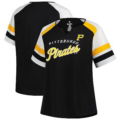 Women's Profile Black Pittsburgh Pirates Plus Sized Arched Notch Neck T-Shirt