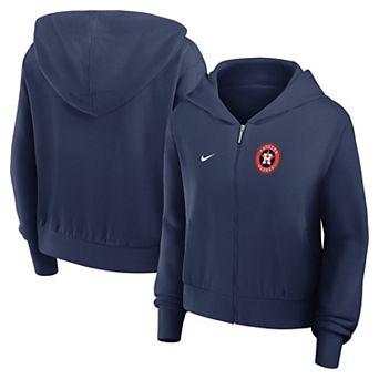 Women's Nike Navy Houston Astros Cropped Chill Full-Zip Hoodie