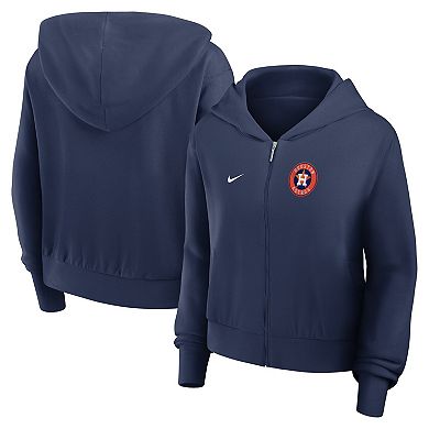 Women's Nike Navy Houston Astros Cropped Chill Full-Zip Hoodie