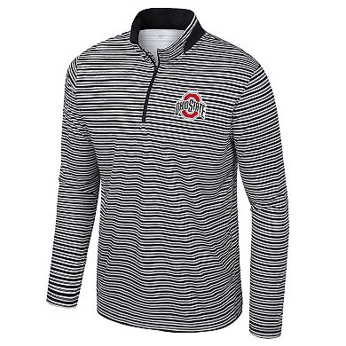 Men's Colosseum Black Ohio State Buckeyes Striped Quarter-Zip Top