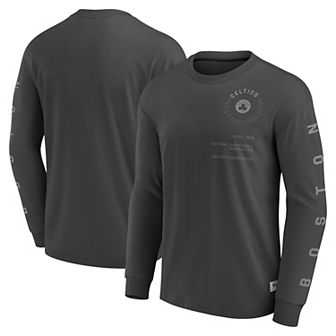 Men's Fanatics Gray Boston Celtics Future Ground Tonal Info Elements Premium Long Sleeve T-Shirt