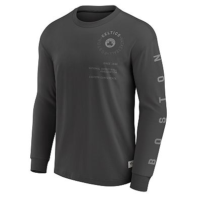 Men's Fanatics Gray Boston Celtics Future Ground Tonal Info Elements Premium Long Sleeve T-Shirt