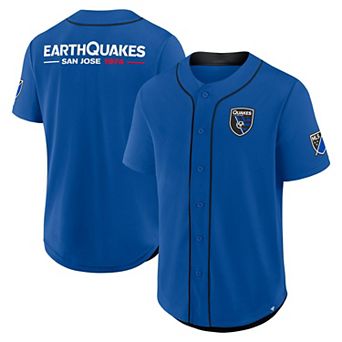 Men's Fanatics Blue San Jose Earthquakes Injury Time Baseball Jersey