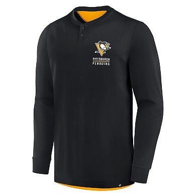 Men's Fanatics Black Pittsburgh Penguins Adrenaline Push Long Sleeve T-Shirt