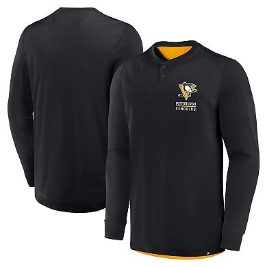 Men's Fanatics Black Pittsburgh Penguins Adrenaline Push Long Sleeve T-Shirt