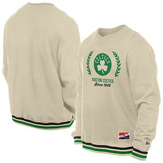 Men's New Era White Boston Celtics Throwback Vintage Pullover Sweatshirt