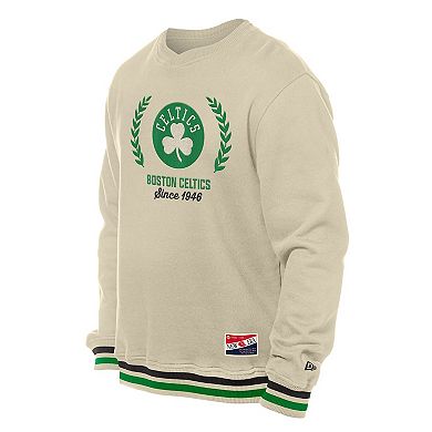 Men's New Era White Boston Celtics Throwback Vintage Pullover Sweatshirt