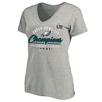 Women's Fanatics Heather Gray Philadelphia Eagles Super Bowl LIX Champions Plus Size Prestigious Run Tri-Blend V-Neck T-Shirt