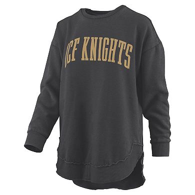 Women's Pressbox Black UCF Knights Melange Poncho Vintage Fleece Long Sleeve Pullover Sweatshirt