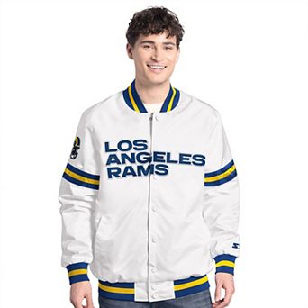 Men's Starter White Los Angeles Rams Scout Full-Snap Varsity Jacket