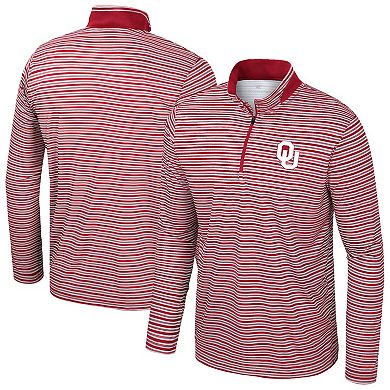 Men's Colosseum Crimson Oklahoma Sooners Striped Quarter-Zip Top