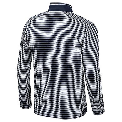 Men's Colosseum Navy Michigan Wolverines Striped Quarter-Zip Top