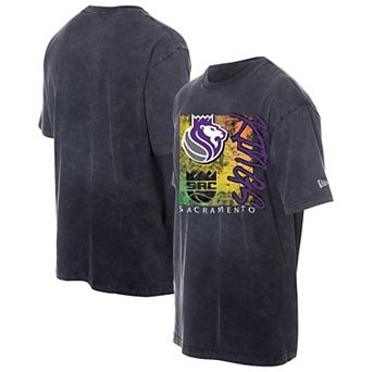 Men's New Era Black Sacramento Kings Distressed Sport Classics Enzyme Washed T-Shirt