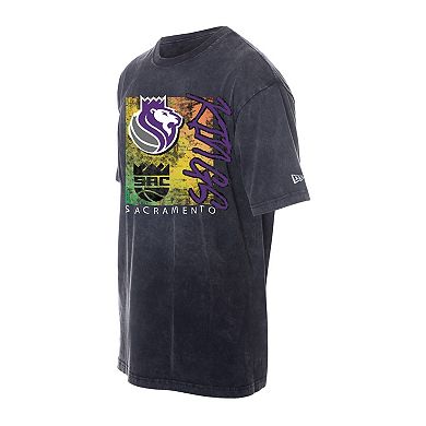 Men's New Era Black Sacramento Kings Distressed Sport Classics Enzyme Washed T-Shirt