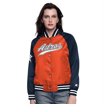 Women's Starter Orange/Navy Houston Astros Home Run Full-Snap Varsity Jacket