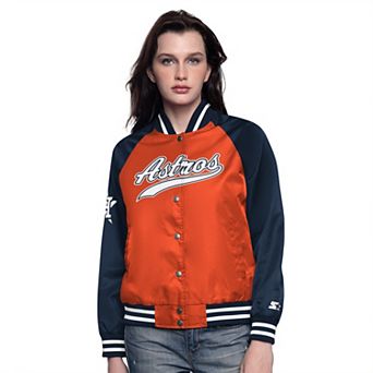Women's Starter Orange/Navy Houston Astros Home Run Full-Snap Varsity Jacket