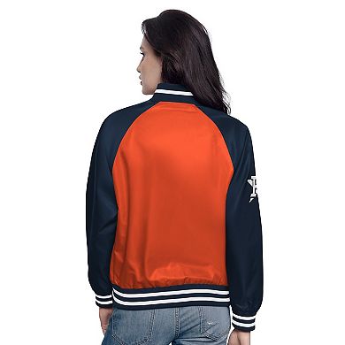 Women's Starter Orange/Navy Houston Astros Home Run Full-Snap Varsity Jacket