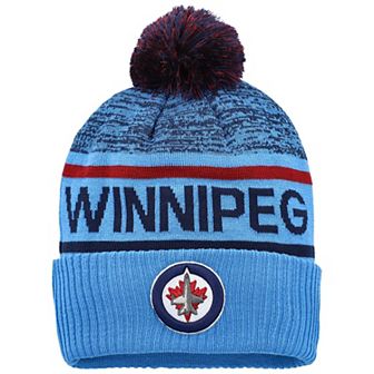 Men's Fanatics Light Blue/Navy Winnipeg Jets Authentic Pro Rink Cuffed Knit Hat with Pom