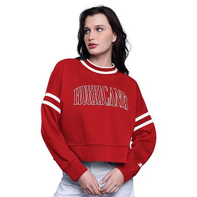 Women's Starter Red Carolina Hurricanes Power Play Cropped Pullover Sweatshirt