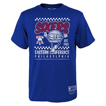 Youth��Mitchell & Ness Royal Philadelphia 76ers Concession Food Character T-Shirt