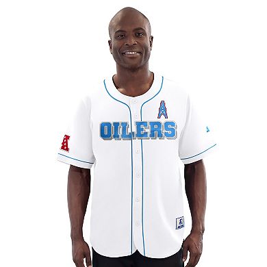 Men's Starter White Houston Oilers Relay Vintage Full-Button Baseball Jersey