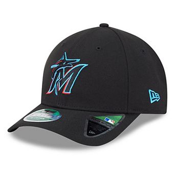 Men's New Era Black Miami Marlins Player Replica 9FORTY Adjustable Hat