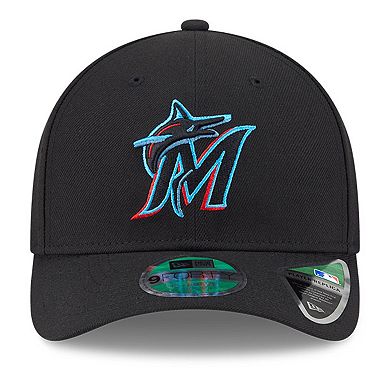 Men's New Era Black Miami Marlins Player Replica 9FORTY Adjustable Hat