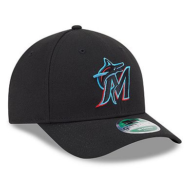 Men's New Era Black Miami Marlins Player Replica 9FORTY Adjustable Hat