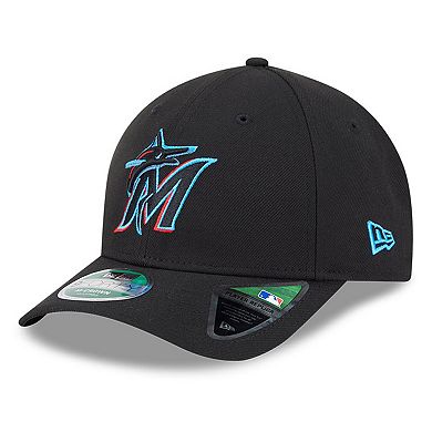 Men's New Era Black Miami Marlins Player Replica 9FORTY Adjustable Hat