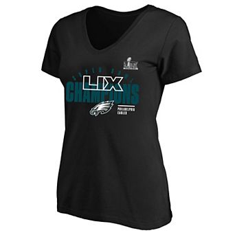 Women's Fanatics Black Philadelphia Eagles Super Bowl LIX Champions Plus Size Iconic Victory V-Neck T-Shirt