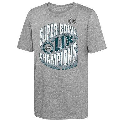 Youth Fanatics Heather Gray Philadelphia Eagles Super Bowl LIX Champions Historic Win Tri-Blend T-Shirt