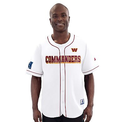 Men's Starter White Washington Commanders Relay Full-Button Baseball Jersey