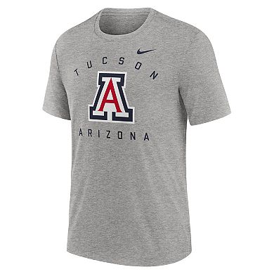 Men's Nike Heather Gray Arizona Wildcats Campus Primary Location Tri-Blend T-Shirt