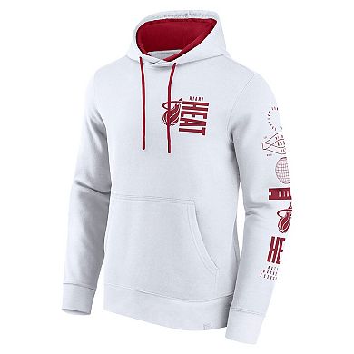 Men's Fanatics White Miami Heat Game Time Crossover Pullover Hoodie