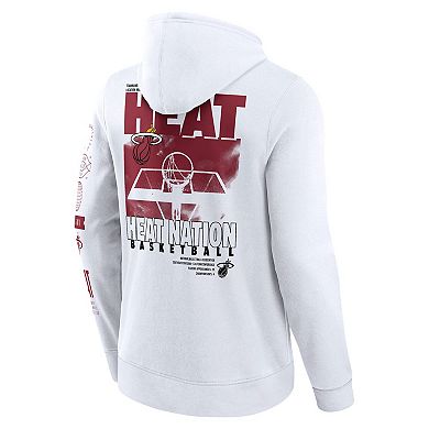 Men's Fanatics White Miami Heat Game Time Crossover Pullover Hoodie