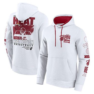 Men's Fanatics White Miami Heat Game Time Crossover Pullover Hoodie