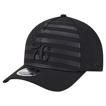 Men's New Era Black Philadelphia 76ers Game Day Flag A-Frame 9FORTY Adjustable Hat