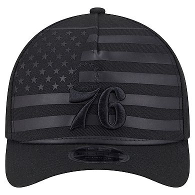 Men's New Era Black Philadelphia 76ers Game Day Flag A-Frame 9FORTY Adjustable Hat
