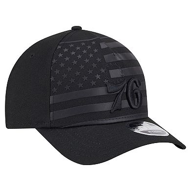 Men's New Era Black Philadelphia 76ers Game Day Flag A-Frame 9FORTY Adjustable Hat