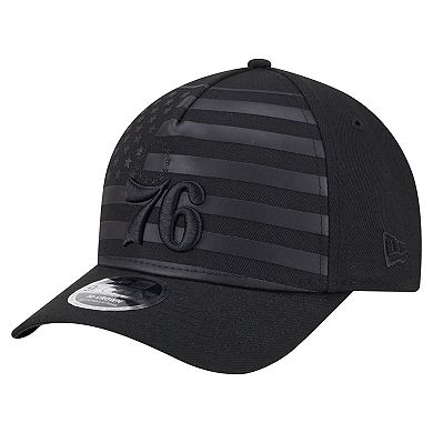 Men's New Era Black Philadelphia 76ers Game Day Flag A-Frame 9FORTY Adjustable Hat