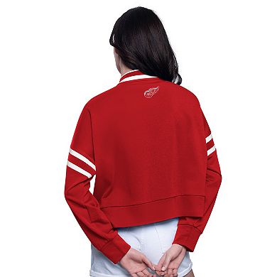 Women's Starter Red Detroit Red Wings Power Play Cropped Pullover Sweatshirt