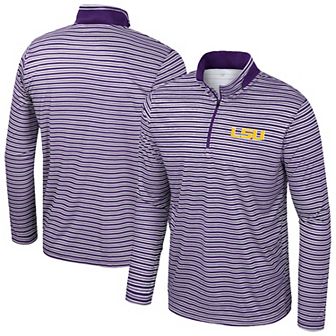 Men's Colosseum Purple LSU Tigers Striped Quarter-Zip Top