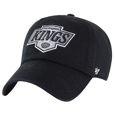 Men's '47 Black Los Angeles Kings Core Logo Clean Up Adjustable Hat