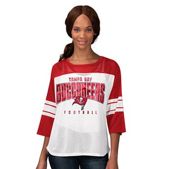 Women's G-III 4Her by Carl Banks Red Tampa Bay Buccaneers First Team 3/4-Sleeve Mesh T-Shirt