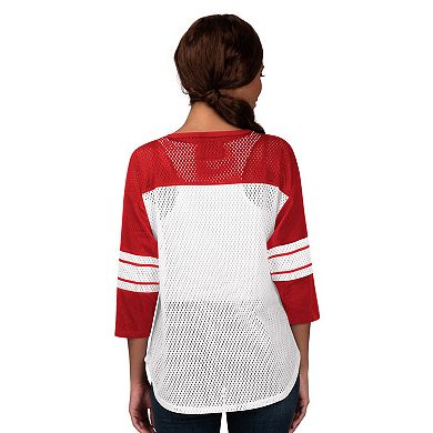 Women's G-III 4Her by Carl Banks Red Tampa Bay Buccaneers First Team 3/4-Sleeve Mesh T-Shirt